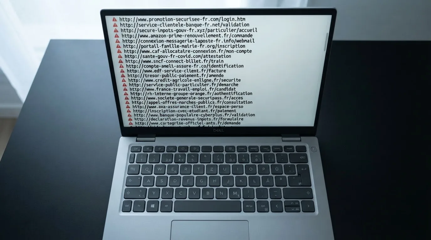 écran d'ordinateur affichant une longue liste de sites de jeux bloqués