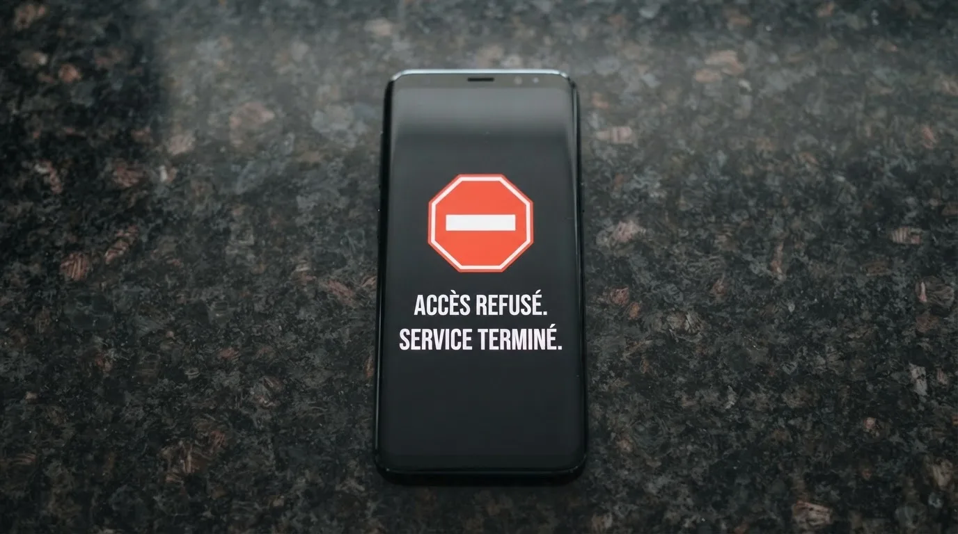 écran affichant un avertissement de blocage d'accès à un site de jeu