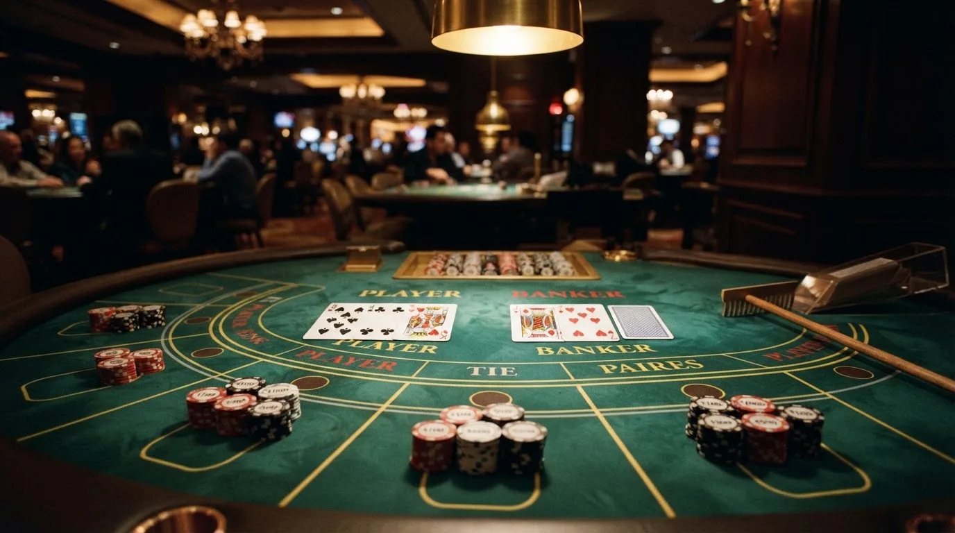 Table de baccara et jeux de cartes dans une salle de casino