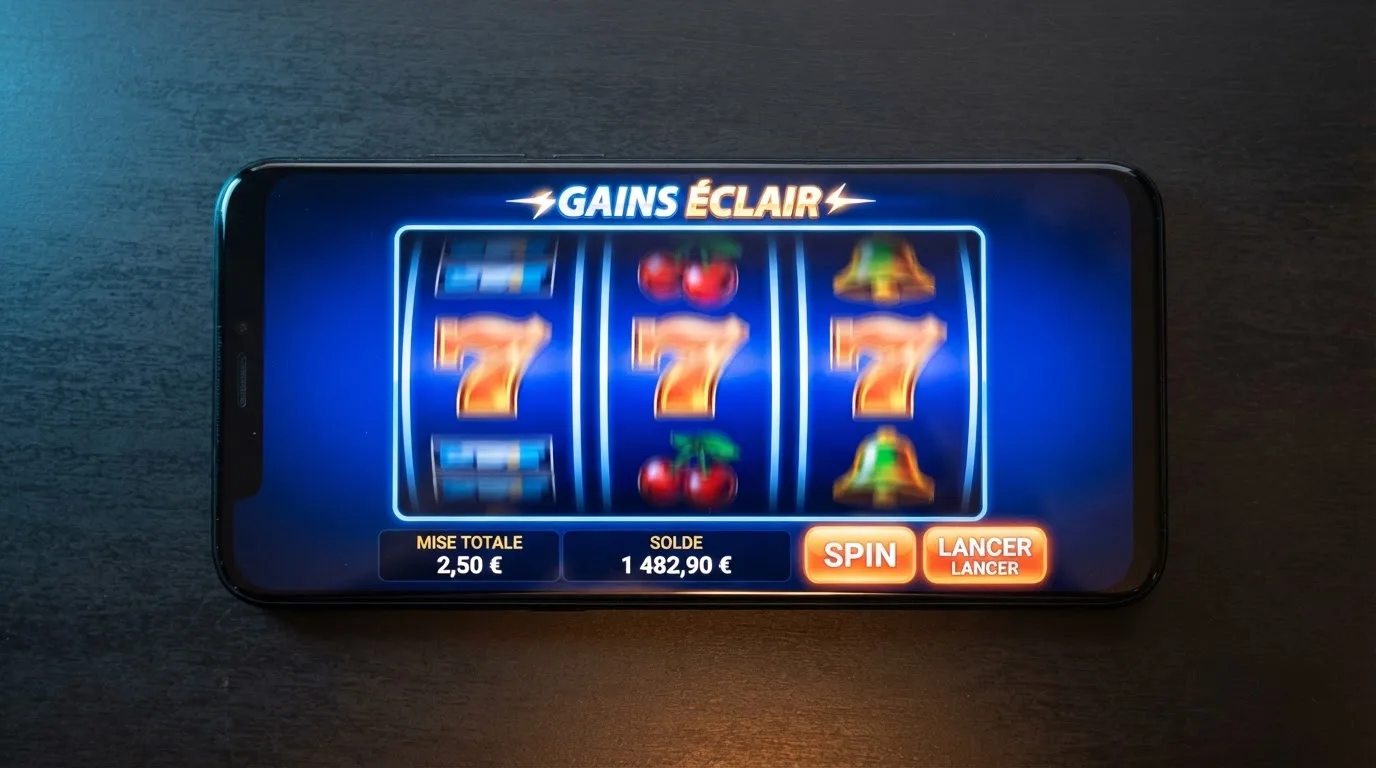 Rouleaux de machine à sous animés sur l'écran d'un casino en ligne, sans marque de casino visible