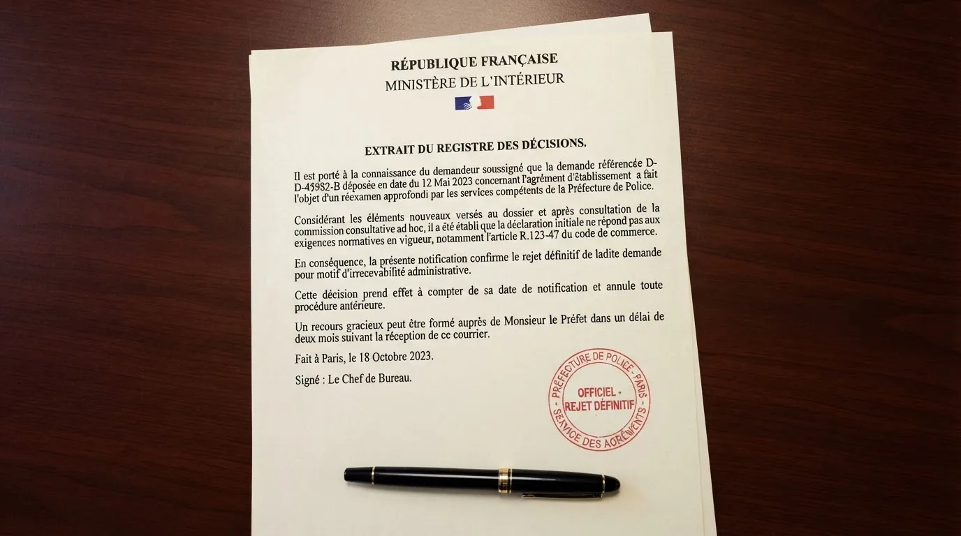 Document officiel type communiqué de régulateur avec cachet d'avertissement