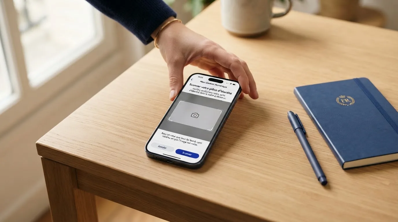 a smartphone screen showing an identity-document upload step lors d'une online self-exclusion request